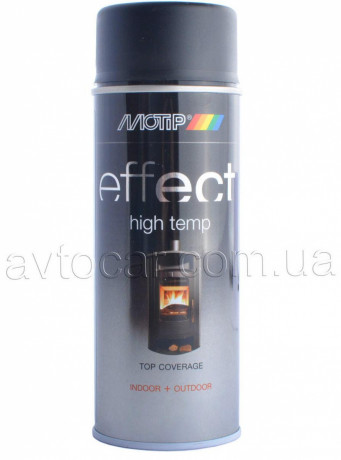 Краска термостойкая чёрная Motip Effect High Temp 800°C аэрозоль 400мл 302401