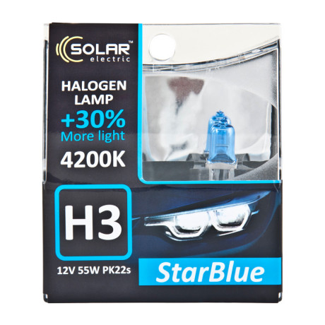Лампы автомобильные H3 12V 55W PK22s 4200K Solar Star Blue (комплект 2шт.) 1243S2
