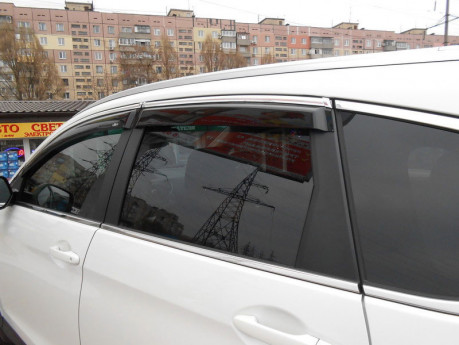 Дефлекторы окон (ветровики) Ford Mondeo 2014 - Sedan С Хром Молдингом