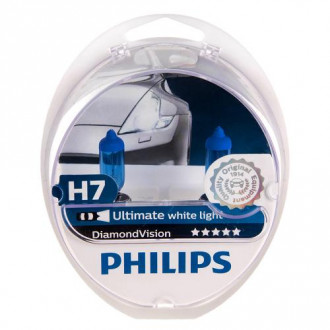 Автолампа Philips Diamond Vision H7 12V 55W PX26d 2 шт. (12972DVS2) белый холод.свет-голуб.оттен. (12972DVS2)