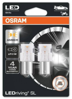 Автолампы светодиодные P21W Osram LEDriving LED 12V 1.3W BA15S (7506DYP-02B) янтарный свет