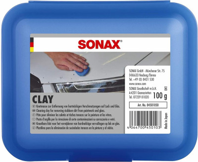 Синяя глина для очистки лакокрасочных поверхностей и стекла 112 г SONAX Clay (450105)