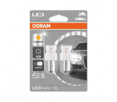 Лампы светодиодные Osram Ledriving SL P21W LED 12V 1.3W BA15S (2шт) 7458YE-02B