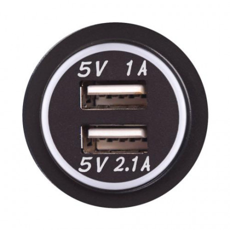 Автомобильное зарядное устройство 2 USB 12-24V врезное в планку  NEW  WHITE (10252 USB-12-24V 3,1A WHI)