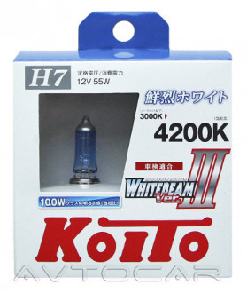 Автолампы Koito WhiteBeam III  4200K H7 P0755W (комплект 2шт ) Япония следы монтажа