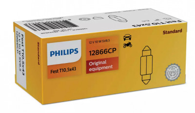 Автолампа Philips Vision Festoon T10,5X43 12V 10W SV8,5 (43mm) 1шт 12866VI