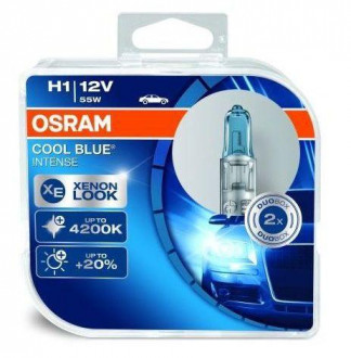 Автолампы Osram Cool Blue Intense H1 12V 55W 4200K (комплект 2шт) 64150CBI-HCB
