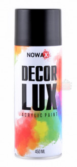 Акриловая краска черная матовая NOWAX Decor Lux (аэрозоль 450мл.) NX48011