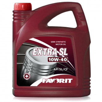 Всесезонное полусинтетическое моторное масло Favorit Extra SL SAE 10W-40 API SL/CF 5 литров (пласт. канистра)