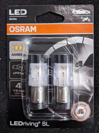 Автолампы светодиодные P21W Osram LEDriving LED 12V 1.3W BA15S (7506DYP-02B) янтарный свет