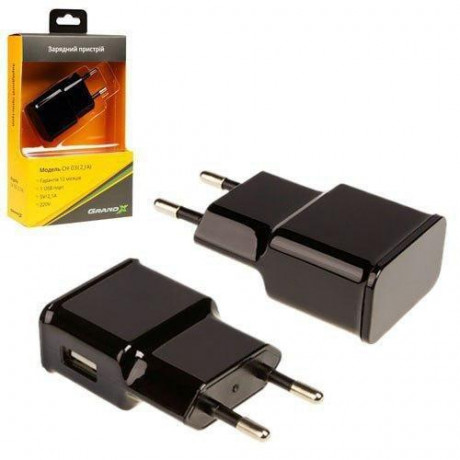 Зарядное устройство Grand-X CH-03B USB 5V 2,1A Black с защитой от перегрузки (CH-03B)