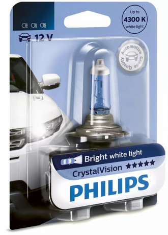 Автолампы Philips CrystalVision 4300K Н3 12V 55W (12336CV) 1шт