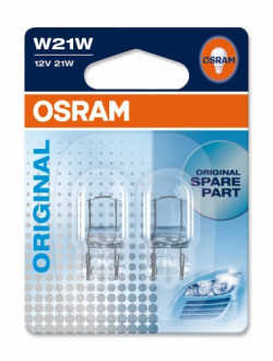 Указательные лампа накаливания OSRAM 7505-02B W21W 12V W3x16d 10X2 Blister