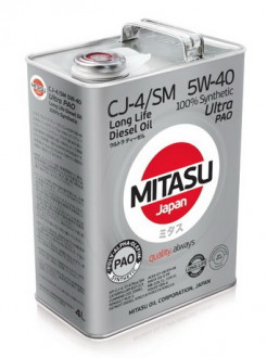 Масло моторное MITASU ULTRA DIESEL CJ-4/SM 5W-40 100% Synthetic 4 литра