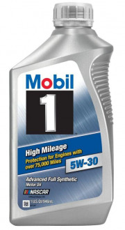 Синтетическое моторное масло Mobil 1 High Mileage 5W-30 (упаковка 1 литр) США