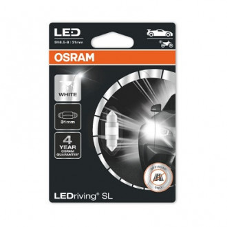 Автолампа светодиодная C10W LED 12V 1W 6000K 31MM SV8.5-8 Osram LEDRiving SL Cool White-Холодный Белый