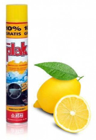 Полироль для пластика ATAS Plak очищает и освежает цвет аэрозоль 600мл. Лимон