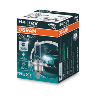 Галогеновая лампа Osram H4 12V 60W P43t Cool Blue Intense Next Gen +100% 1 лампа (64193CBN)