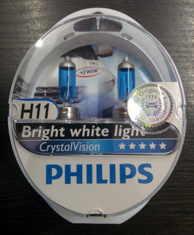 Автолампы Philips Crystal Vision 4300K H11+W5W (комплект 4шт) 12362CV