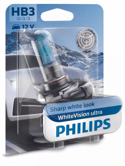 Автолампы Philips WhiteVision Ultra HB3 12V 60W 3800K P20D (9005WVUB1) 1шт