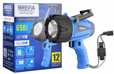 Инспекционная лампа Brevia LED Flashlight 500М 10W LED 650lm 4400mAh microUSB
