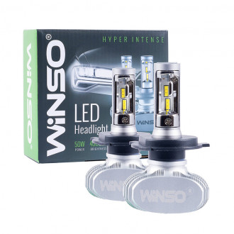 Лед лампы Winso LED H4 12/24V 50Вт световой поток 4000LM температура 6000К (комплект 2шт)