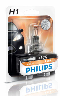 Автолампа Philips H1 Vision (+30%) 12V 55W P14,5s12258VI (1шт)