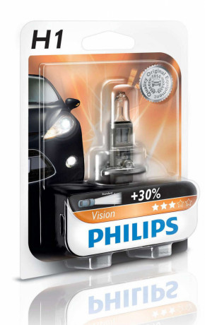 Автолампа H1 12V 55W P14,5s Philips Vision +30% 12258PRB1