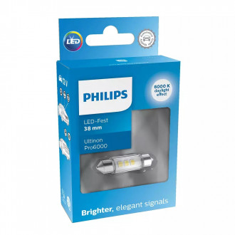 Светодиодная лампа Philips 11854CU60X1 White Ultinon Pro6000 12V C5W 38mm 6000K 1pcs. blister