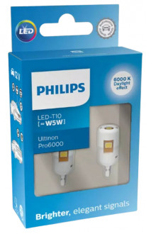 Автолампы W5W LED white Ultinon Pro6000 Philips (11961CU60X2) 2шт