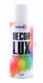 Акриловая краска белая NOWAX Decor Lux RAL 9016 (аэрозоль 450мл.) NX48014