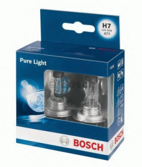 Комплект галогеновых ламп BOSCH Pure Light H7 55W 12V PX26d (1987301406) 2шт./ бокс