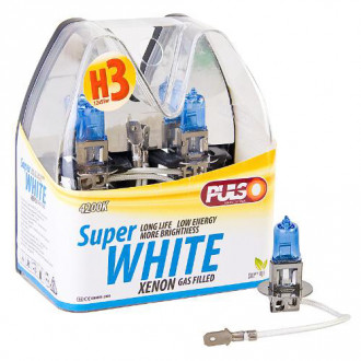 Лампы PULSO галогенные H3 PK22S 12v 55w Super White (упаковка 2шт)