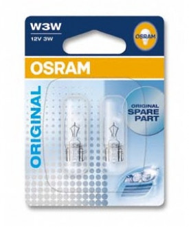 Указательные лампа накаливания OSRAM 2821-02B W3W 12V W2.1X9.5D 10X2 Blister