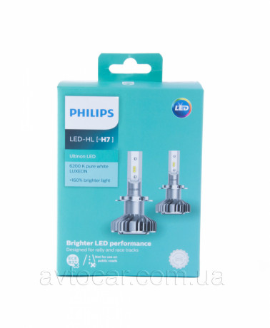 Philips Ultinon LED +160%, H7, 2шт., 11972ULWX2