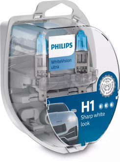 Автолампы Philips WhiteVision Ultra H1 12V 55W 3700K P14,5S (12258WVUSM) 2шт