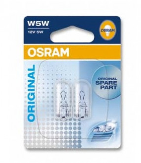 Указательные лампа накаливания OSRAM 2825-02B W5W 12V W2.1X9.5D 10X2 Blister