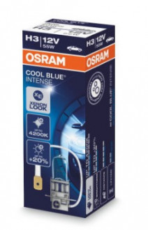 Автолампы Osram Cool Blue Intense H3 12V 55W PК22s (комплект 2шт.) 64151CBI