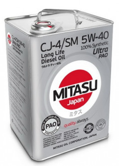 Масло моторное MITASU ULTRA DIESEL CJ-4/SM 5W-40 100% Synthetic 6 литров