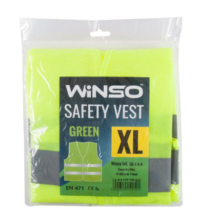 Жилет автомобильный светоотражающий Winso размер XL (зелёный)