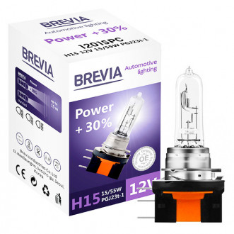 Автомобильная лампа Brevia +30% H15 12V 15/55W PGJ23t-1 (12015PC)
