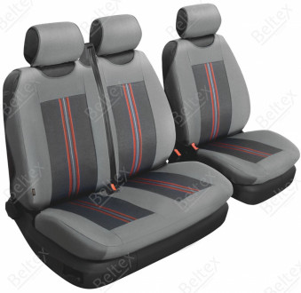 Чехлы-маечки для VOLKSWAGEN Transporter T5, водитель + 2 пассажира, цвет: серый
