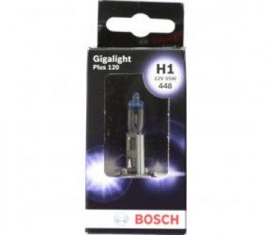 Галогеновая лампа BOSCH Gigalight Plus 120% H1 55W 12V P14,5s (1987301150) 1 шт/бокс