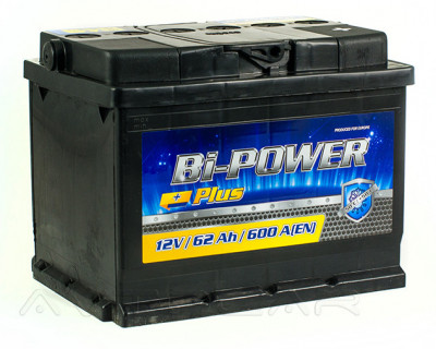 Аккумулятор Bi-POWER Plus 62Ah пусковой ток 600A 