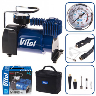 Автомобильный компрессор ViTOL K-40 150psi 14Amp 37л/мин (подключение в прикуриватель)