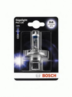 Галогеновая лампа BOSCH Gigalight Plus 120% H4 60/55W 12V P43t (1987301109) 1шт./блистер