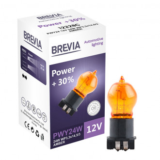Лампы автомобильные PWY24W 12V 24W WP3,3x14,5/4 AMBER Brevia Power +30%