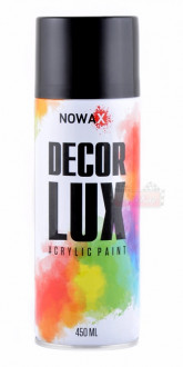 Акриловая краска черная глянцевая NOWAX Decor Lux (аэрозоль 450мл.) NX48010