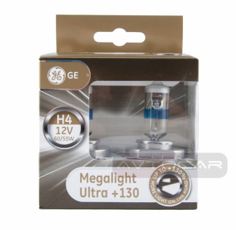 Автолампы General Electric Megalight Ultra +130% Н4 (комплект 2шт.) 50440XNU