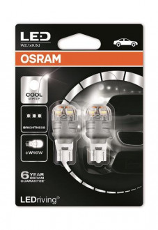 Автолампы светодиодные Osram LEDriving W16W LED 12V 3W 6000K W2.1X9.5D (T16)